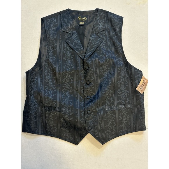 NWT Scully Floral Jacquard Eaton Vest Mens sz.L Waist Coat Western Wedding Black - Picture 2 of 6